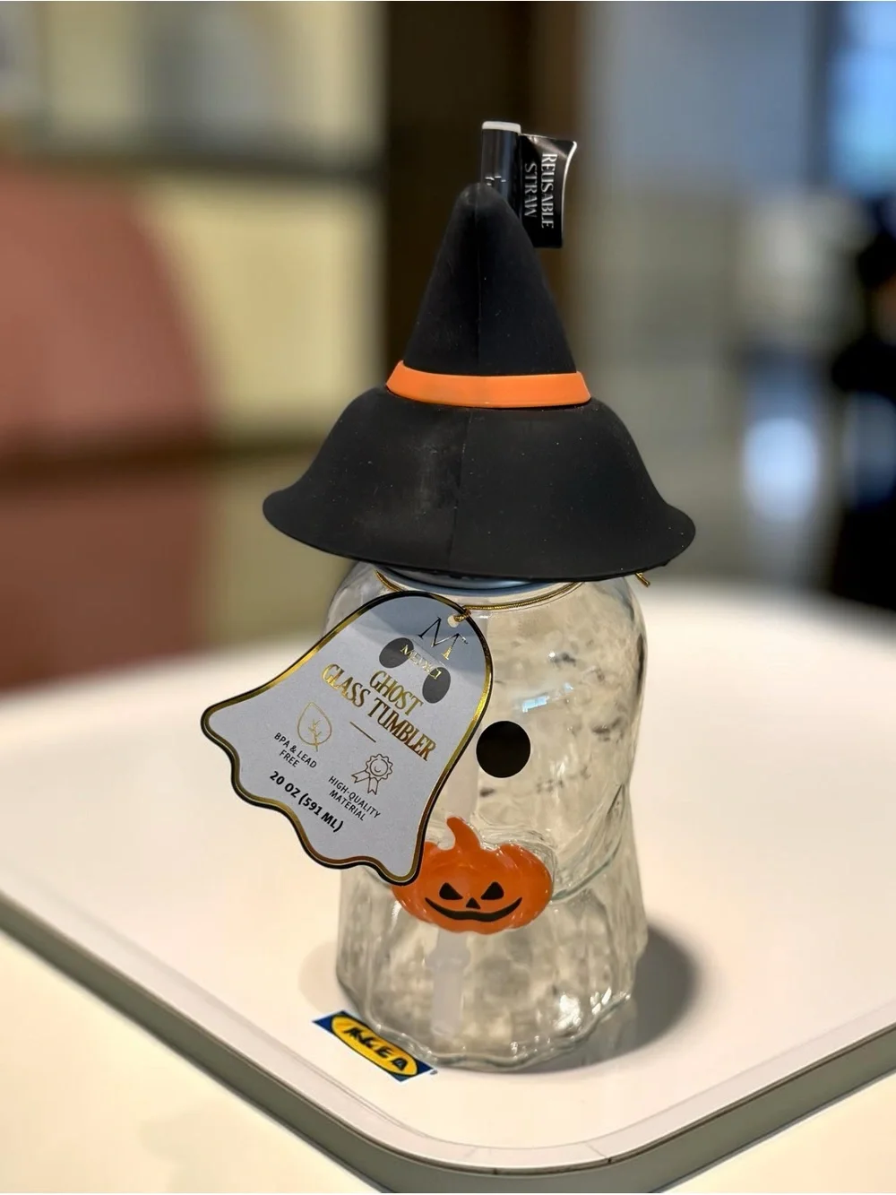 Halloween glass ghost tumbler